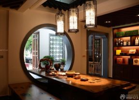 大型中式茶楼室内吊灯设计效果图片