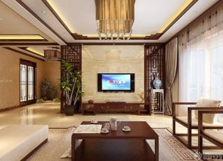 中式客厅石材电视背景墙设计
