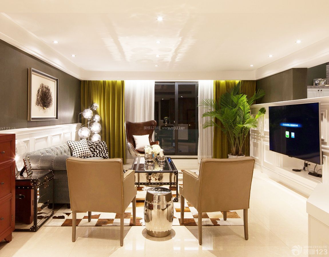 美式家装风格客厅组合沙发装修效果图片