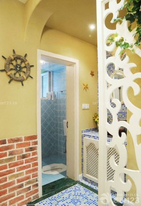 地中海家居卫生间瓷砖颜色装修效果图片