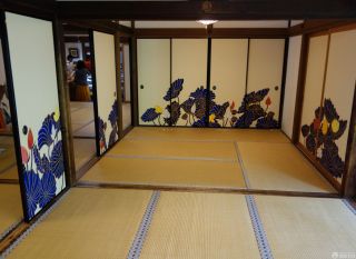 日式茶楼室内背景墙装修效果图片