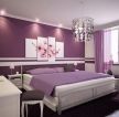现代卧室紫色墙面家居装饰装修设计效果图片