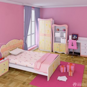 粉色儿童卧室套装家具图片