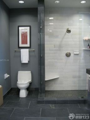 小卫生间灰色墙面装修实景效果图片