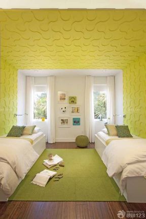 二居室房屋 硅藻泥背景墙效果图片卧室