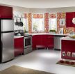 家装厨房红色橱柜装修效果图片