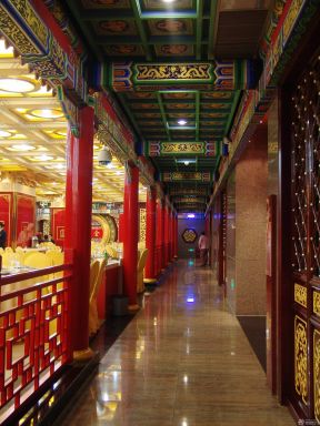 中式风格饭店装修效果图 饭店走廊装修