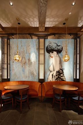 最新40平方饭店室内背景墙设计装修效果图片