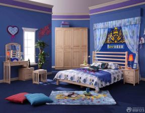 时尚蓝色儿童小卧室装修图