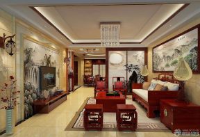最新中式风格客厅装饰山水画装修图片