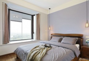 北欧家装风格有飘窗的卧室效果图