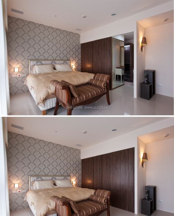 现代风格卧室床尾凳装修效果图片