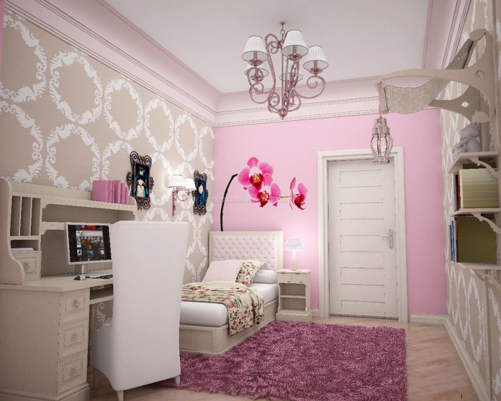 小户型温馨粉色女生卧室装修图片