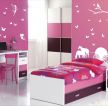 温馨粉色女生卧室手绘墙画效果图