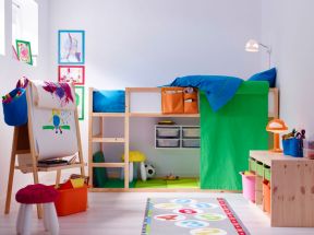 儿童房间装修效果 实木高低床图片