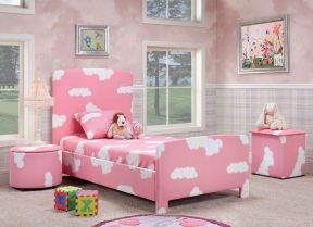 温馨粉色女生卧室 单人床装修效果图片