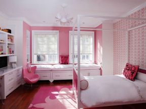 温馨粉色女生卧室 卧室壁纸装修效果图