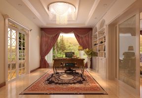现代中式风格窗帘图片 家居书房设计