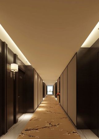 现代中式酒店走廊地毯装修效果图片