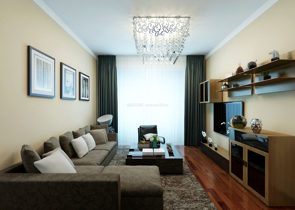 100平米两室两厅户型布艺沙发装修效果图片