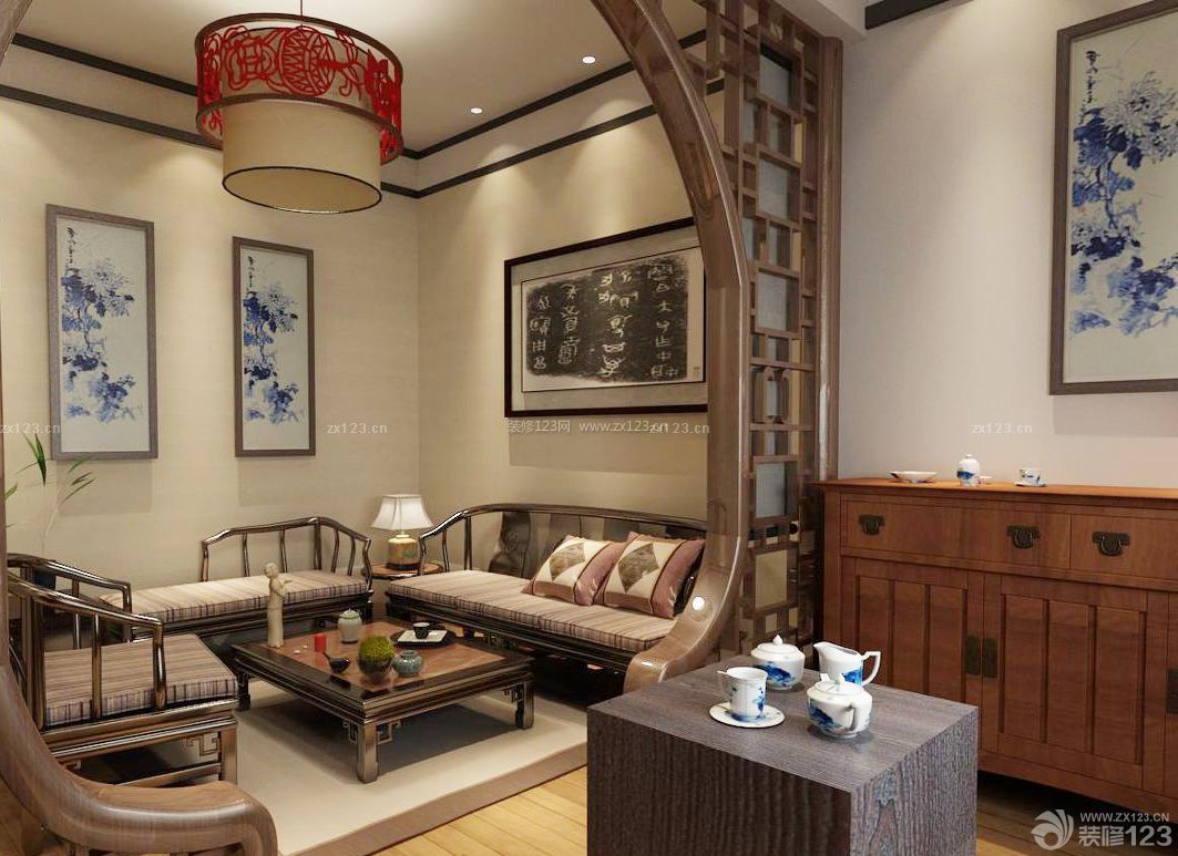 中式家装客厅门洞造型效果图片