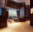 中式家装客厅可移动隔断设计效果图