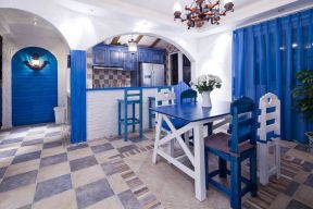 蓝色地中海厨房餐厅造型隔断图片