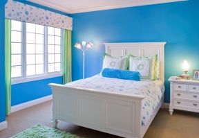 单身卧室设计图 白色装修蓝色墙面