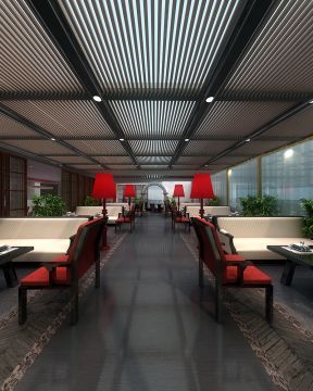 現(xiàn)代中式餐廳 吊頂設(shè)計裝修效果圖片