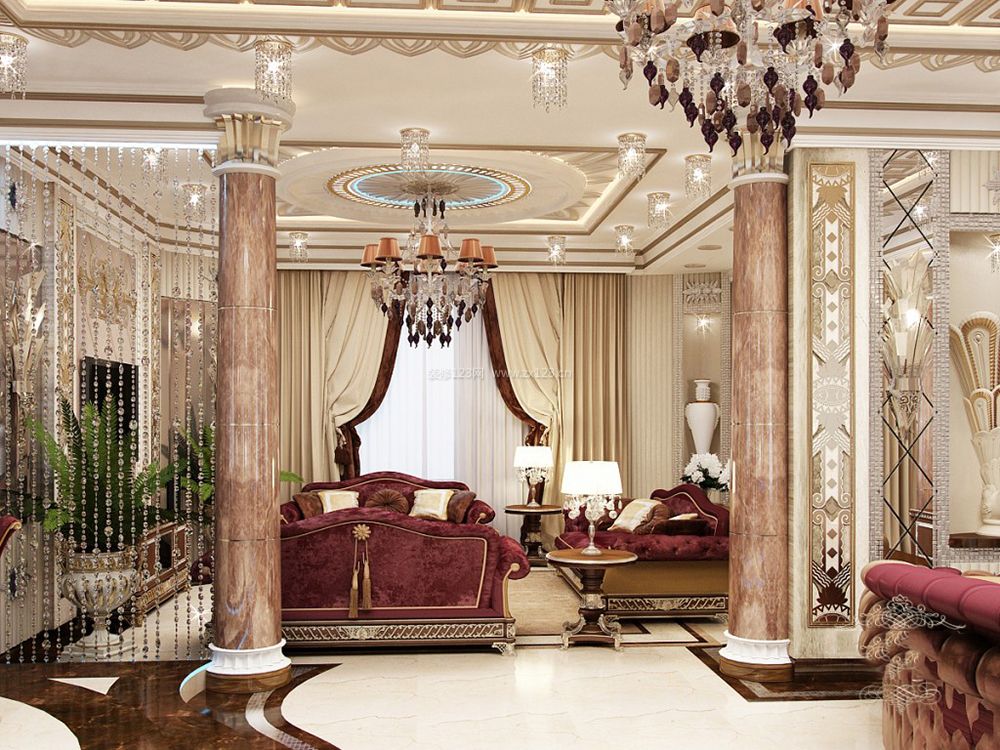 豪华欧式客厅珠帘装修效果图片