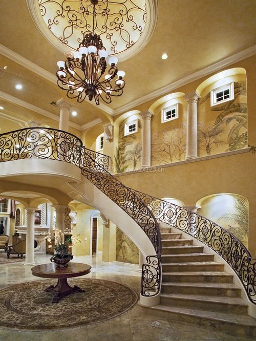 欧式现代独栋豪华别墅楼梯设计图片
