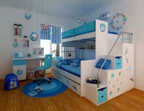 小男孩儿童房 高低床图片