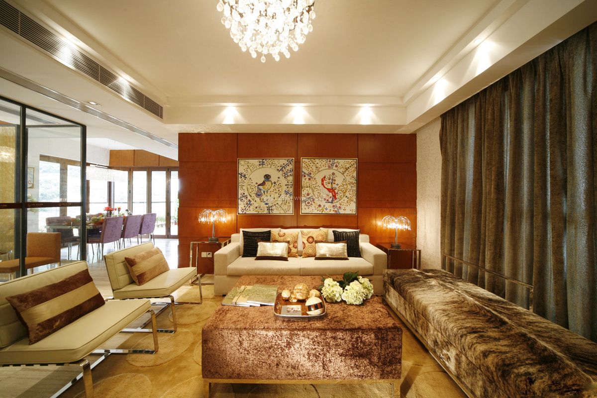 家装客厅沙发背景墙 欧式奢华装修效果图