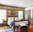 现代美式乡村风格卧室木质墙面装修效果图片