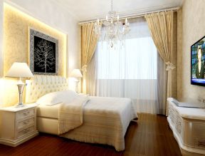 欧式小卧室温馨布置布艺窗帘装修效果图片
