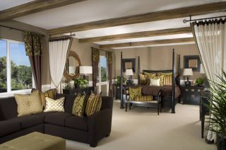 简约古典欧式风格小户型客厅卧室一体装修图