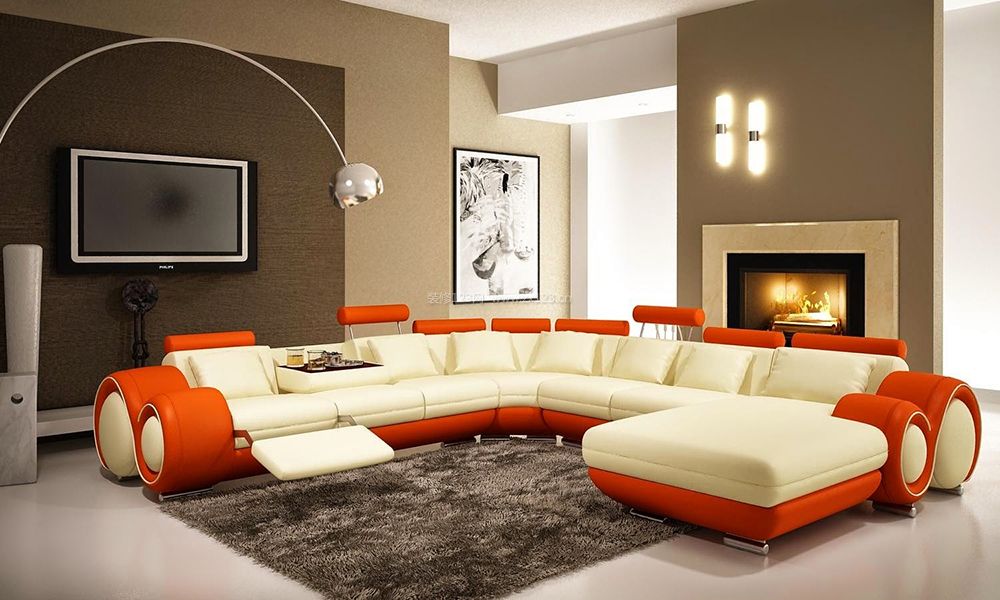 简约风格客厅多人沙发装修效果图片