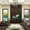 现代简欧客厅木质电视背景墙装修效果图片