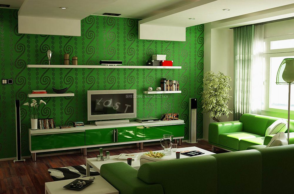 现代风格客厅电视背景墙的颜色装饰效果图