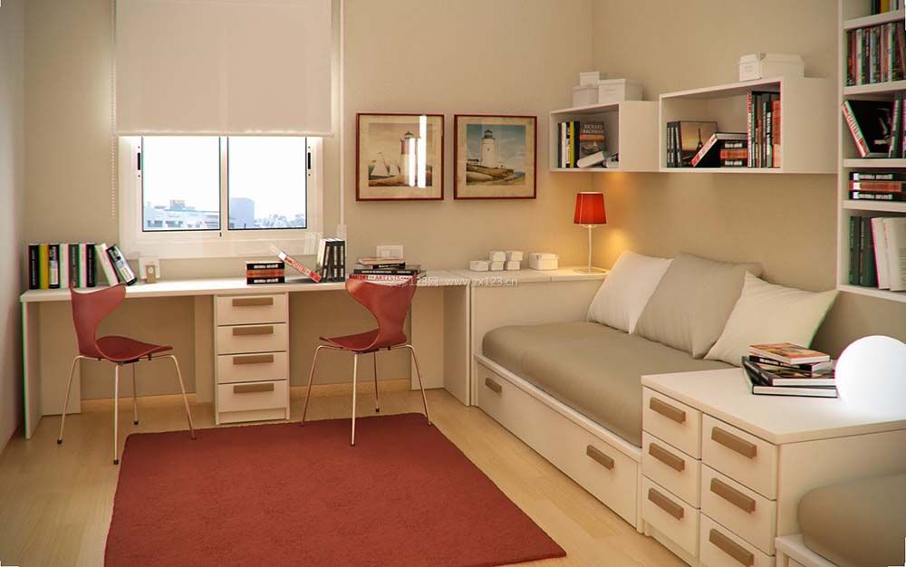 现代简约卧室书桌设计样板房