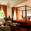 现代简约卧室橙色窗帘装修效果图片样板房