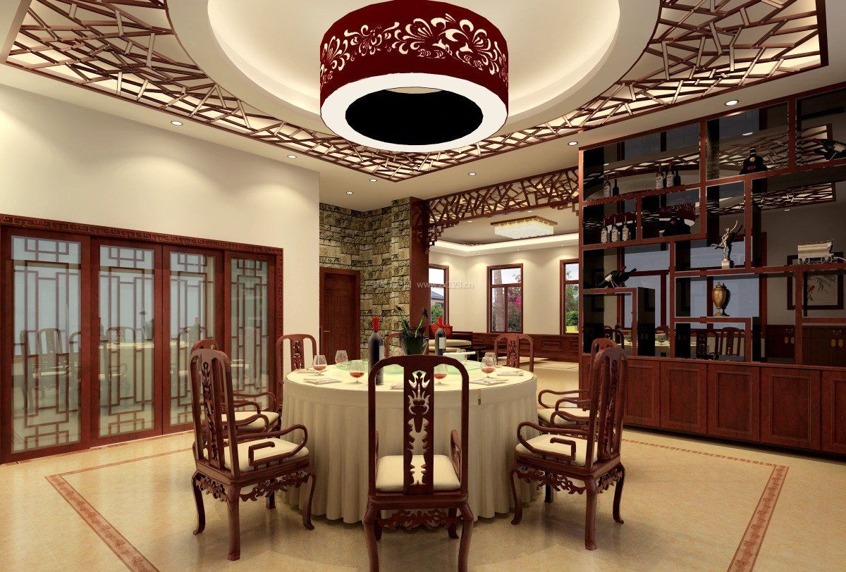 中式复古饭店包间室内设计装修案例