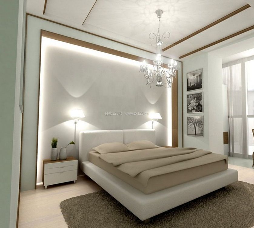 简约房屋卧室床头背景墙设计效果图