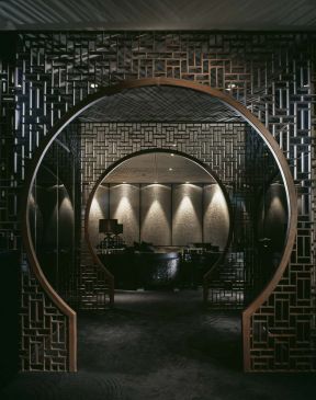 中式复古饭店室内装饰门洞装修效果图片