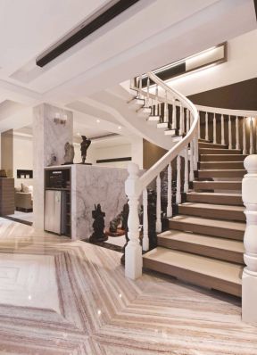 别墅现代简约风格 室内楼梯扶手装修效果图