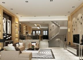 现代简约大型别墅设计客厅地毯装修效果图片
