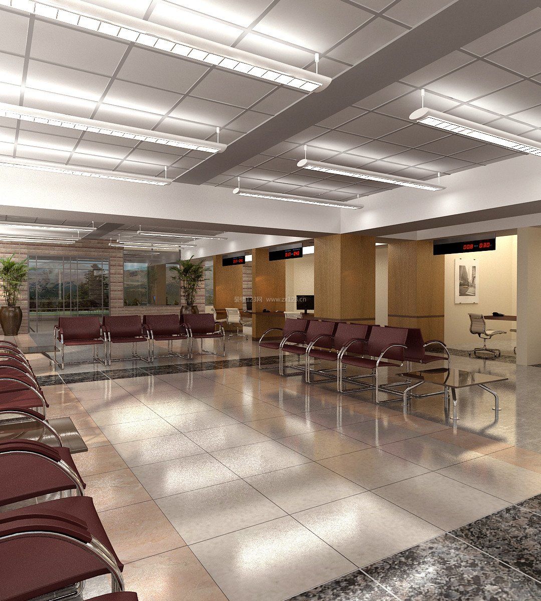 现代医院大厅地板砖装修效果图大全 