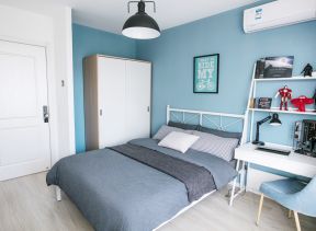小卧室蓝色墙面装饰设计实景装修效果图片