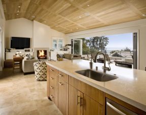 简约美式风格厨房与客厅隔断设计效果图