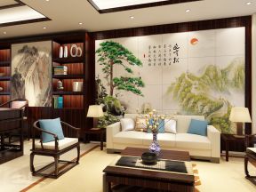 別墅客廳沙發(fā)背景墻 中式室內(nèi)設(shè)計